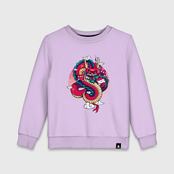 Свитшот хлопковый детский Парящий японский дракон, цвет: лаванда