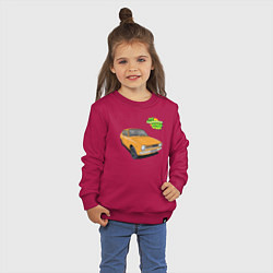Свитшот хлопковый детский My summer car yellow, цвет: маджента — фото 2