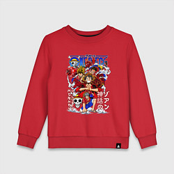 Свитшот хлопковый детский Манки Д Луффи соломенная шляпа, цвет: красный
