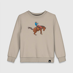 Свитшот хлопковый детский Наездник и конь вместе, цвет: миндальный