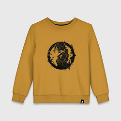 Свитшот хлопковый детский Cyberpunk girl черный контур, цвет: горчичный