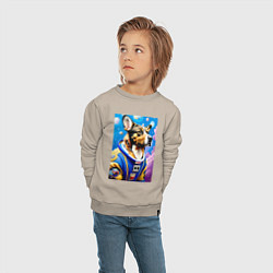 Свитшот хлопковый детский Пёс бравый космонавт, цвет: миндальный — фото 2