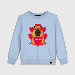 Свитшот хлопковый детский Капибара I love You, цвет: мягкое небо