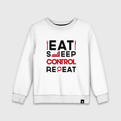 Детский свитшот Надпись: eat sleep Control repeat