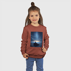 Свитшот хлопковый детский Мальчик, космос и море, цвет: кирпичный — фото 2