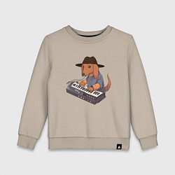 Свитшот хлопковый детский Аниме Такса с синтезатором, цвет: миндальный