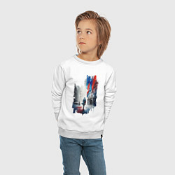 Свитшот хлопковый детский Прогулка по Москве - коллекция Бело-сине-красный -, цвет: белый — фото 2