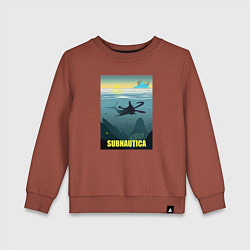 Свитшот хлопковый детский Subnautica инопланетный океан, цвет: кирпичный