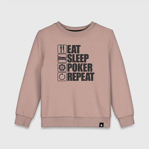 Детский свитшот Eat, sleep, poker, repeat / Пыльно-розовый – фото 1