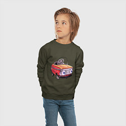 Свитшот хлопковый детский Машинка москвич, цвет: хаки — фото 2