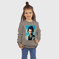 Свитшот хлопковый детский Джонни Депп - суровый взгляд, цвет: утренний латте — фото 2