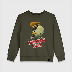 Свитшот хлопковый детский Chicken Gun logo, цвет: хаки