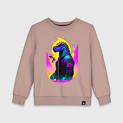 Свитшот хлопковый детский Cool dinosaur - cyberpunk - neural network, цвет: пыльно-розовый
