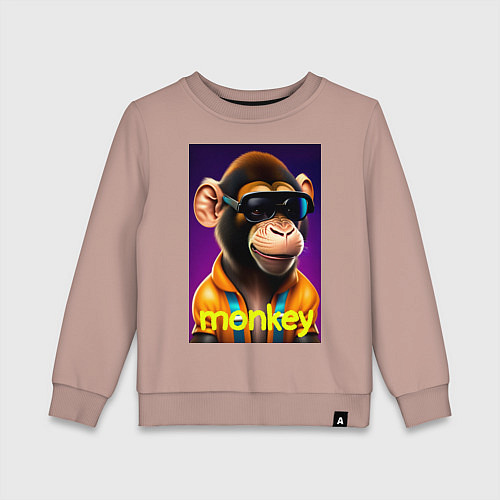 Детский свитшот Обезьяна хипстер / Пыльно-розовый – фото 1