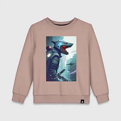 Свитшот хлопковый детский Cyber shark, цвет: пыльно-розовый