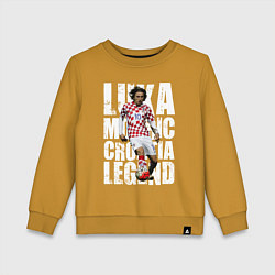 Свитшот хлопковый детский Лука Модрич Хорватия, цвет: горчичный