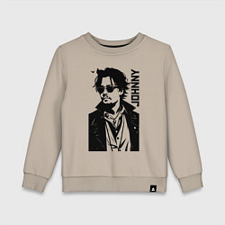 Свитшот хлопковый детский Johnny Depp - graphics, цвет: миндальный
