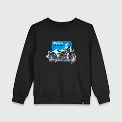 Свитшот хлопковый детский Ретро мотоцикл акварелью, цвет: черный