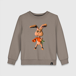 Свитшот хлопковый детский Кролик с веселой морковкой, цвет: утренний латте