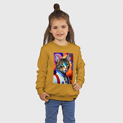Свитшот хлопковый детский Кот в комбинезоне - нейросеть, цвет: горчичный — фото 2