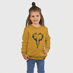Свитшот хлопковый детский Череп олень с рогами в виде сердца, цвет: горчичный — фото 2