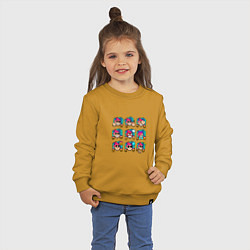 Свитшот хлопковый детский Значки на Честера Пины Бравл Старс Chester, цвет: горчичный — фото 2