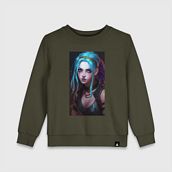Свитшот хлопковый детский Fantasy Jinx Arcane League of Legends, цвет: хаки