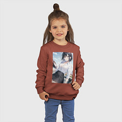 Свитшот хлопковый детский Anime girl in town, цвет: кирпичный — фото 2