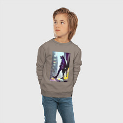 Свитшот хлопковый детский Чёрный котяра на своём районе - Бронкс, цвет: утренний латте — фото 2