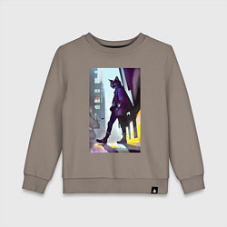 Свитшот хлопковый детский Чёрный котяра на своём районе - Бронкс, цвет: утренний латте