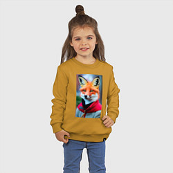 Свитшот хлопковый детский Лисичка в модной куртке, цвет: горчичный — фото 2