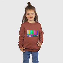 Свитшот хлопковый детский Разноцветные полосы в телевизоре, цвет: кирпичный — фото 2