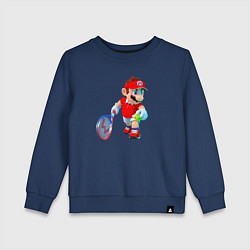 Свитшот хлопковый детский Марио играет, цвет: тёмно-синий