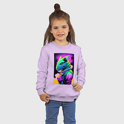 Свитшот хлопковый детский Dino astronaut - neural network, цвет: лаванда — фото 2