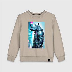 Свитшот хлопковый детский Rhino - cyberpunk - neural network, цвет: миндальный