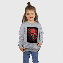 Свитшот хлопковый детский Красный волк, цвет: меланж — фото 2