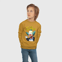 Свитшот хлопковый детский Krusty the clown, цвет: горчичный — фото 2