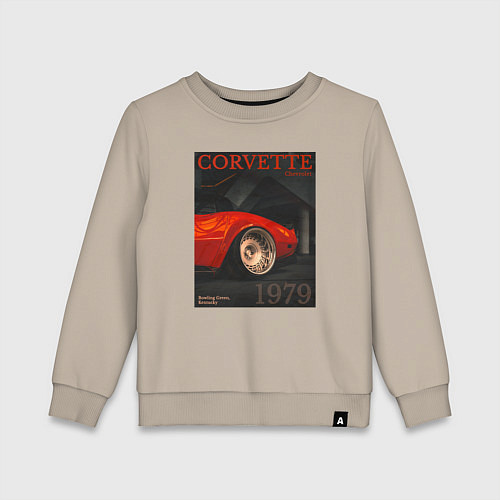 Детский свитшот Обложка журнала Chevrolet Corvette C3 / Миндальный – фото 1