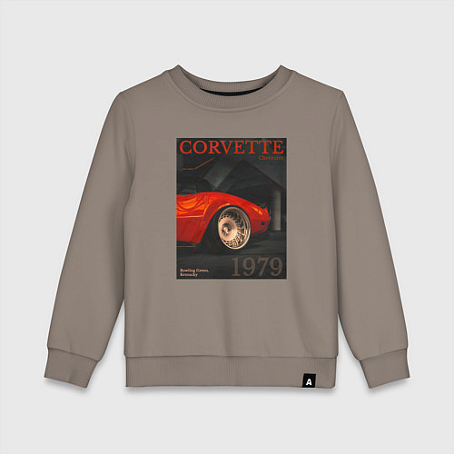 Детский свитшот Обложка журнала Chevrolet Corvette C3 / Утренний латте – фото 1