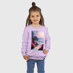 Свитшот хлопковый детский Вечер в бухте, цвет: лаванда — фото 2
