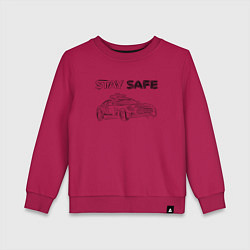 Свитшот хлопковый детский Stay safe black, цвет: маджента