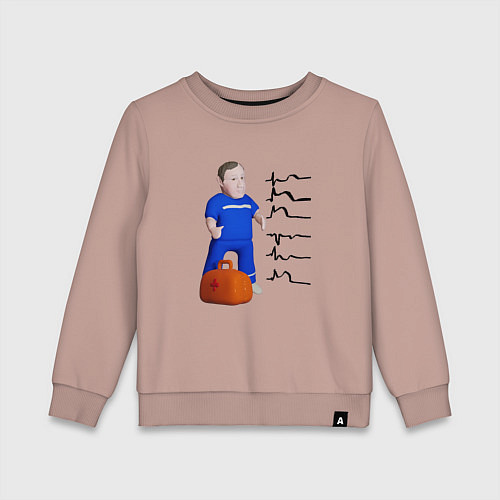 Детский свитшот Доктор читает электрокардиограмму / Пыльно-розовый – фото 1