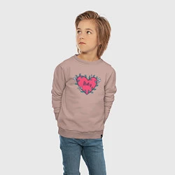 Свитшот хлопковый детский Italy heart, цвет: пыльно-розовый — фото 2