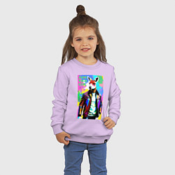 Свитшот хлопковый детский Кенгуру - Австралия - поп-арт - акварель, цвет: лаванда — фото 2