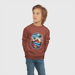 Свитшот хлопковый детский Горы и море - экзотика, цвет: кирпичный — фото 2