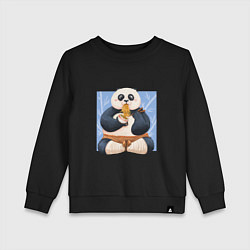 Свитшот хлопковый детский Kung Fu Panda ест рамен, цвет: черный