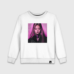 Свитшот хлопковый детский Blackpink Jennie аниме рисунок, цвет: белый