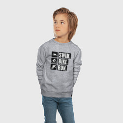 Свитшот хлопковый детский Swim bike run, цвет: меланж — фото 2