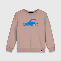 Свитшот хлопковый детский Swimming sport, цвет: пыльно-розовый
