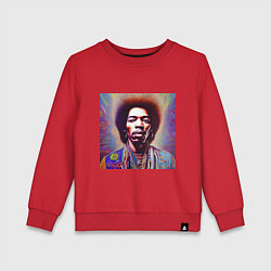 Свитшот хлопковый детский Jimi Hendrix digital glitch art, цвет: красный